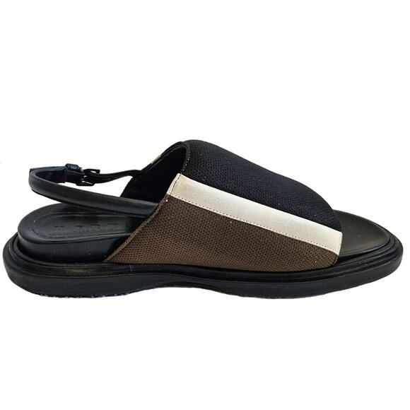 MARNI BLACK/BROWN FABRIC FUSSBETT SANDALS (37.5) - Picture 4 of 11